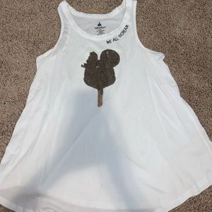 Disney Parks Sequined Mickey Ice Cream "We All Scream" Women's Flared Tank
